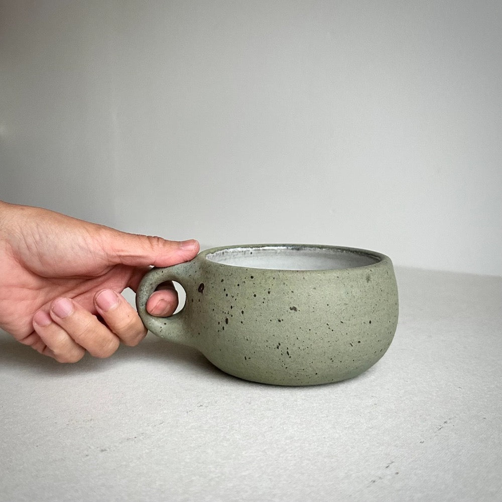 MADE TO ORDER Round Mug Aged Green 11-12oz, ceramic, pottery, handmade, coffee, cafe, cappuccino, potterymug